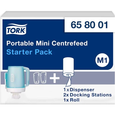 Afbeelding van Tork Draagbare Dispenser voor MiNi poetsrollen Wit Turquoise 658001