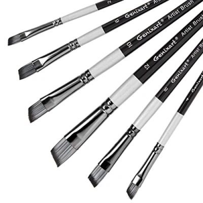 Afbeelding van Angle Aritst Penselen Set 6 stuks schuine kunstpenselen voor acryl, olie, aquarel schilderen Premium nylon haar Anglular Shader Brush beginners en professionals
