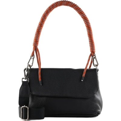 Afbeelding van FREDsBRUDER Leren Schoudertas Nea Shoulderbag with Flap Black Zwart