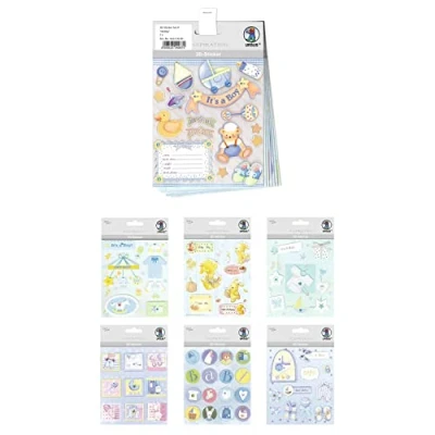 Afbeelding van Ursus 10154127 3D stickerset Baby Boy, set met 7 verschillende gekleurde stickervellen, zelfklevend, gemakkelijk te verwijderen, geschikt voor het maken van kaarten
