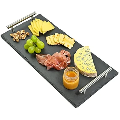 Afbeelding van Bardienblad met handvat, 40 x 20 cm, ideaal voor de server, antislip, echte natuurlijke repen