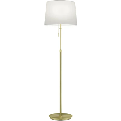 Afbeelding van Trio Leuchten Lyon 409100308 Vloerlamp, metaal, mat messing, stoffen kap