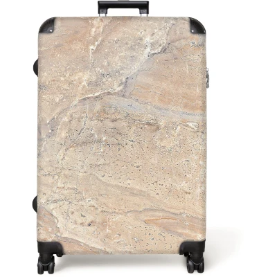 Afbeelding van NoBoringSuitcases.com® Koffer groot Reiskoffer lichtgewicht Marmer Bruin Marmerlook Design Rolkoffer met 4 wielen Grote trolley XL 98 liter bagage