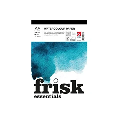 Afbeelding van Frisk Essentials Aquarel Papier Pad 190gsm 12vellen A5, Wit