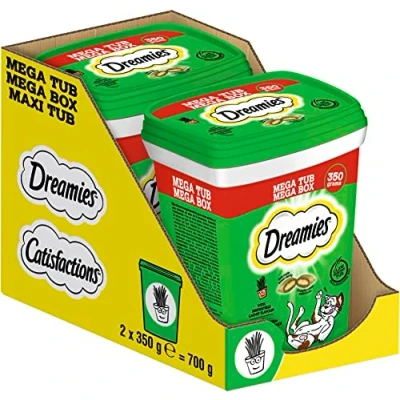 Afbeelding van Dreamies Catnip Kattensnacks met munt, fantastisch knapperige zakken delicate vulling, 2 x 350 g