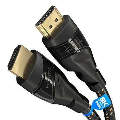 Afbeelding van KabelDirekt 8K/4K HDMI Kabel 1 m 8K@60Hz (Extra Koper voor Snel Ultra HD, Nylon Mantel, 4K@120Hz/8K@60Hz 2.0, Hoge Snelheid met Ethernet, Blu ray/PS5/Xbox Series X/Switch, zwart)