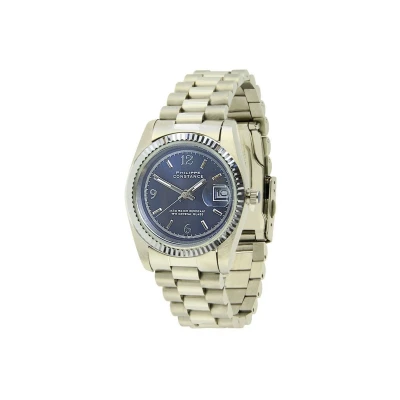 Afbeelding van PHILIPPE CONSTANCE &quot;MEDIUM SERRATED SILVER&quot; PLAIN BLUE