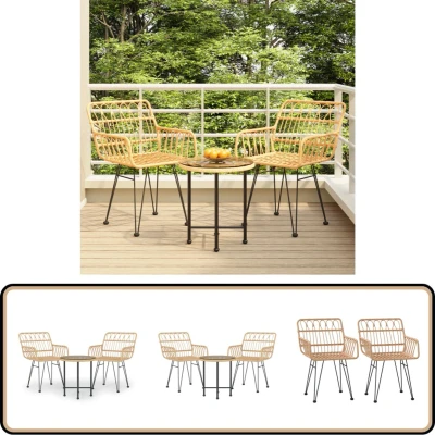 Afbeelding van vidaXL 3 delige Tuinset poly rattan