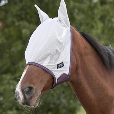 Afbeelding van Weatherbeeta Vliegenmasker Essential Mesh Wit/Maroon/Grijs Pony