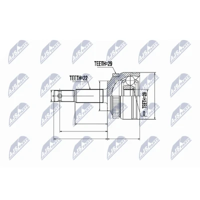 Afbeelding van Homokineet reparatie set, aandrijfas NTY NPZ PL 007
