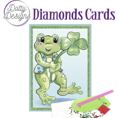 Afbeelding van Dotty Designs Diamond Cards Frog with Clover