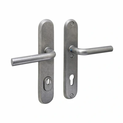Afbeelding van Intersteel SKG3 veiligheidsbeslag achterdeur ovaal 250x50mm kruk/kruk Luzern PC92 kerntrekbeveiliging PVD RVS getrommeld
