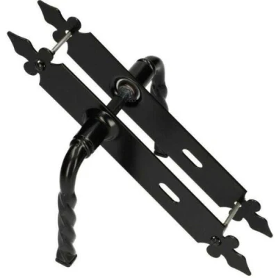 Afbeelding van KOTARBAU deurklink 90 mm PZ/BB deurbeslag klinkgarnituur zwart universeel voor binnen en buiten smeedijzer roestbestendig (BB)