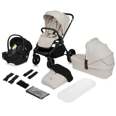 Afbeelding van Lionelo Mika Plus Kinderwagen 3in1 XXL SET incl. i Size autostoel Veelzijdig en jaarrond Grote wielen tot 22kg Bediening met een hand Voor alle soorten terrein Accessoireset