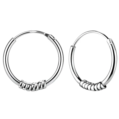 Afbeelding van JoyS Zilveren Bali oorringen 14 mm geoxideerd t99
