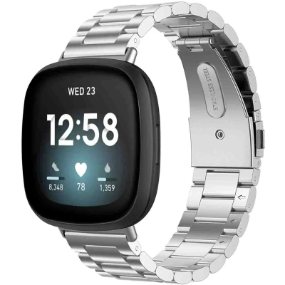 Afbeelding van Stalen bandje voor de Fitbit Versa 4 / 3 Sense (2) Zilver iMoshion Staal