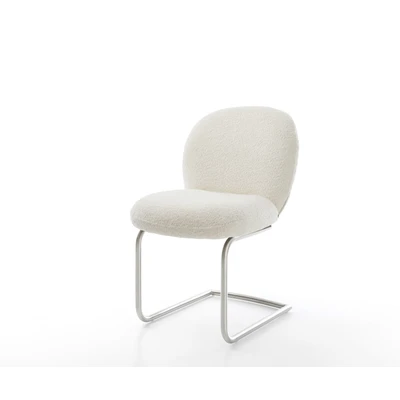 Afbeelding van sledemodel Nube Flex rond roestvrij staal bouclé wit pocketveer kern