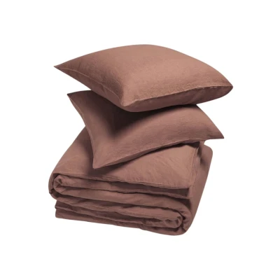 Afbeelding van Yumeko overtrekset gewassen linnen klei roze 240x220 + 2/60x70 Biologisch &amp; ecologisch