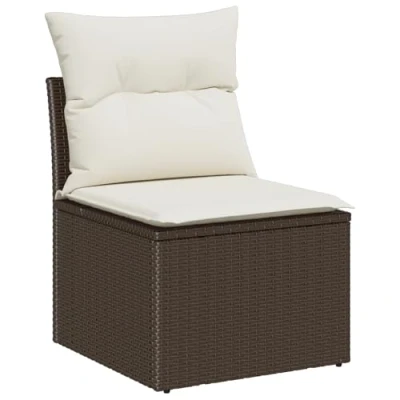 Afbeelding van vidaXL 7 delige Tuin Sofaset met Kussens Bruin Poly Rattan