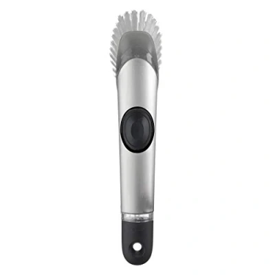 Afbeelding van OXO Afwasborstel van roestvrij staal met zeepdispenser, 25,4 cm