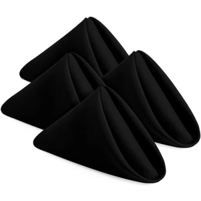 Afbeelding van KICHLY Doekservetten [24 Pak, Zwart] 50x50cm, Polyester Diner Servetten met Omzoomde Randen, Wasbare Ideaal voor Partijen, Bruiloften en Diners