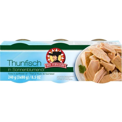 Afbeelding van Tonijn in zonnebloemolie 240g (3x80g)