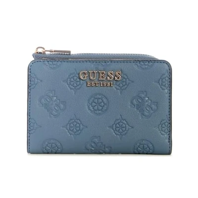 Afbeelding van GUESS portemonnee kaarthoes Phoebe SLG Zip Around Card Case Slate Logo blauwgrijs