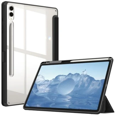 Afbeelding van FINTIE Hybride slanke hoes voor Samsung Galaxy Tab S9 Plus 12,4 inch 2023 model (SM X810/X816B/X818U) met S penhouder, schokbestendige doorzichtige transparante achterkant, automatisch