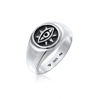 Afbeelding van KUZZOI Heren Ring Zegel Boze Oog symbool in 925 sterling zilver