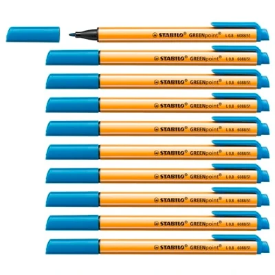Afbeelding van Stabilo Greenpoint Stylo Viltstiftpen 0,8 mm doos van 10 stuks Turquoise