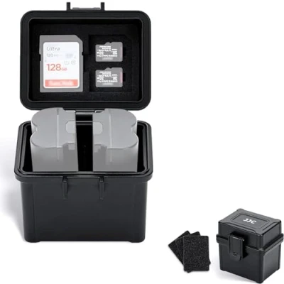 Afbeelding van JJC 2IN1 Geheugenkaart Case &amp; Camera Batterij Case, Voor 2x Batterijen Grootte ≤ 2.1x1.6x1.1 inch, Kaarthouder