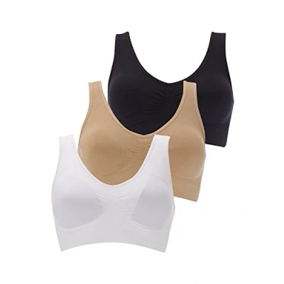 Afbeelding van Boolavard Comfortabele beha voor dames, klassieke bustier, push up en zonder beugel, verpakking van 3 stuks, wit, 3XL