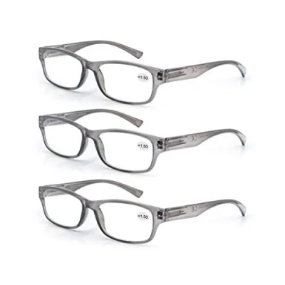 Afbeelding van 3 stuks leesbril, 3,5 stuks, voor heren/dames, goede bril, hoogwaardig, rechthoekig, comfortabel, super leeshulp, mannen en vrouwen, grijs