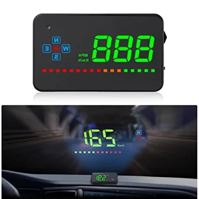 Afbeelding van Head up display auto, HUD GPS iKiKin Auto voor alle auto&#039;s en vrachtwagens, led projector, reflectiefilm, geografisch positioneringssysteem snelheidsmeter, plug &amp; play