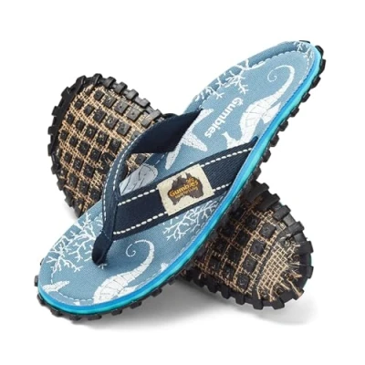 Afbeelding van Gumbies Originals blauw Flip Flops van gerecyclede materialen robuuste zool autobanden, zacht voetbed canvaskatoen, comfortabele katoenen teenbrug, Seahorse, 36 EU