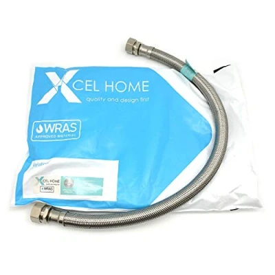 Afbeelding van 1 x WRAS Goedgekeurd 500mm 15mm Compressie BSP Flexibele Pijp Connector Monobloc Mixer Keuken Gootsteen/Badkamer Wastafel Tap Rvs Gevlochten Flexi Staarten Xcel Home™