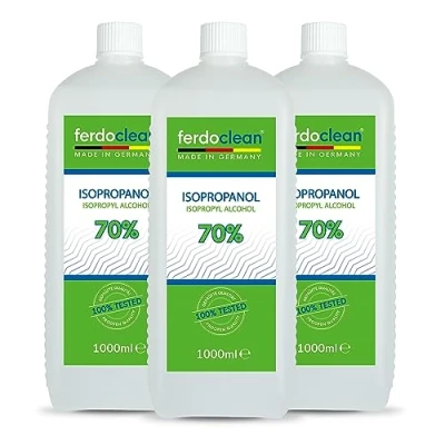 Afbeelding van 3 x 1000ml isopropylalcohol 70% solvent isopropanol 70 reiniger voor autolakken Verijdelen Ontvetter Wasmiddelen IPA 1L 2 propanol
