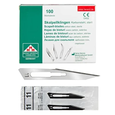 Afbeelding van Shehadeh 100 stuks scalpelmesjes figuur 11 voor scalpelhouder nr. 3 afzonderlijk steriel verpakt