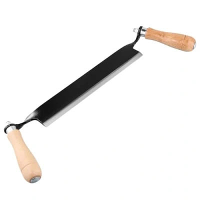 Afbeelding van QWORK® 250 mm trekmes hoepelmes met hoge scherpte, gehard hol slijpmes, ergonomische houten handgrepen (recht)