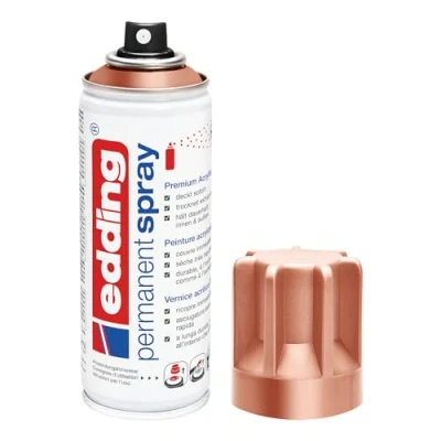 Afbeelding van edding 5200 Permanente spray, edelkoper, 200 ml, acrylverf voor het beschilderen en decoreren van glas, metaal, hout, keramiek, kunststof, canvas, aerosol, acrylspray, verfspray