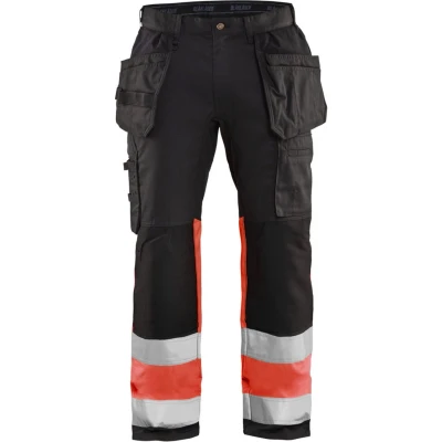 Afbeelding van Blaklader High Vis werkbroek met stretch 1558 1811 Zwart/High Rood