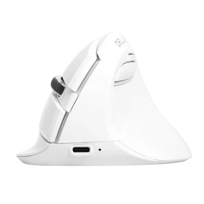 Afbeelding van DELUX verticale muis Draadloos, ergonomische met BT 4.0 en 2.4G draadloze dual modus, ingebouwde oplaadbare batterij, stil ontwerp, 6 knoppen 4 dpi niveaus, optische pc RGB licht (wit mini)