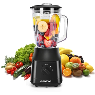 Afbeelding van Aigostar Swift B3NRY Blender Met Glazen Kan Smoothie Maker 1,5 L 800W Zwart