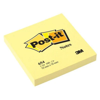 Afbeelding van Memoblok 3M Post it 654 76x76mm geel 12 stuks
