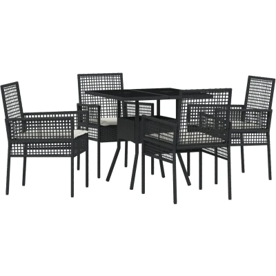 Afbeelding van vidaXL 5 delige Tuindining Set Zwart Poly Rattan