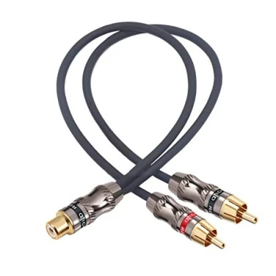 Afbeelding van Devinal RCA splitterkabel, Vrouwelijk naar Dual Mannelijk Vergulde Adapter, Stereo Phono Audio Y Kabel heavy duty (1 2 Mannelijk) 10&quot; (25 cm)