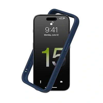 Afbeelding van RHINOSHIELD Bumperhoesje compatibel met [iPhone 15 Pro Max] CrashGuard schokabsorberend slank ontwerp beschermhoes 3,5 m valbescherming marineblauw
