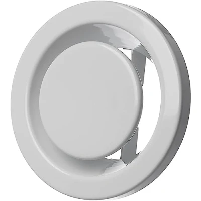 Afbeelding van Anemostaat, diameter 100 mm, wit, metaal, afvoerlucht, plaatventiel, rond, ventilatieventiel met veerklemmen