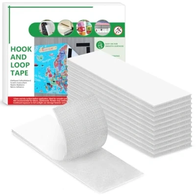 Afbeelding van Blooven 12 stuks, 30 x 100 mm, zelfklevend plakband, haken en strik, wit