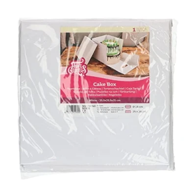 Afbeelding van FunCakes Taartdoos Karton met Losse Deksel Vierkant Wit 25,5x25,5x25 cm Cakedoos